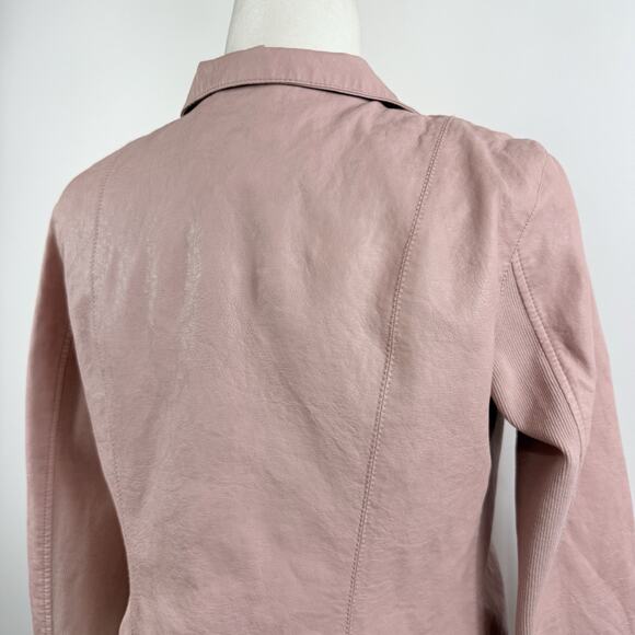 Anthropologie ETT:TWA Ripley Light Pink Faux Leather Moto Jacket SP Vegan Ribbed - Picture 11 of 16